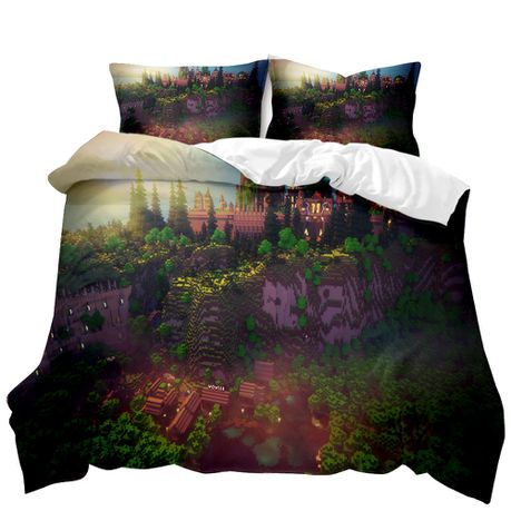 Minecraft Forest 3D Printed Double Bed Duvet Cover Set Buy Online in Zimbabwe thedailysale.shop