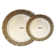 Load image into Gallery viewer, White with Gold Rim Plastic Elegant Side Plate 19cm
