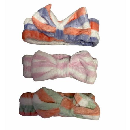 Hair Crown Bowknot Soft Fleece Cosmetic Spa Headband- 3 Pack ( Colour D) Buy Online in Zimbabwe thedailysale.shop