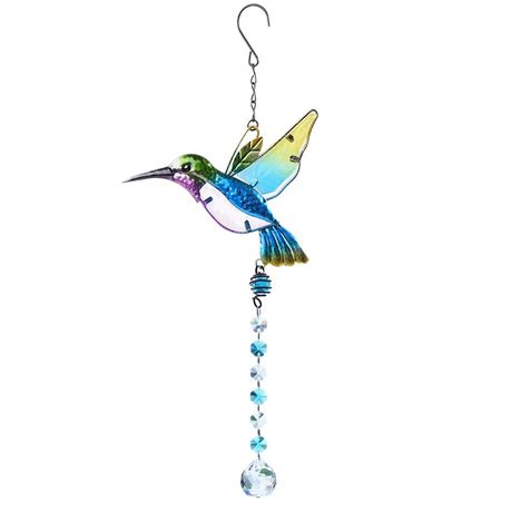 Home Decor Crystal Chime Sun Bird Blue