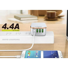 Load image into Gallery viewer, Ldnio A4404 Portable Phone Travel Wall Charger with gold rim
