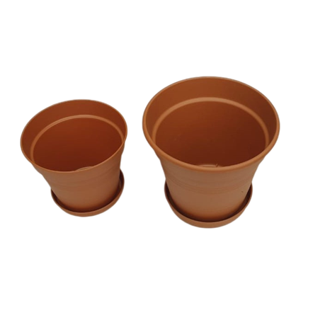 Ucsan - 2Pcs Flower Pot & Drainage Tray Combo - 6lt + 13lt - Rust Buy Online in Zimbabwe thedailysale.shop