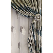 Load image into Gallery viewer, Curtain Set - 5m Blue Leave + 5m 1898 Embroidered Linen Voile
