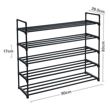 Load image into Gallery viewer, Knight 5 Tier Heavy Duty Metal Shoe Rack Multipurpose Organiser - Black
