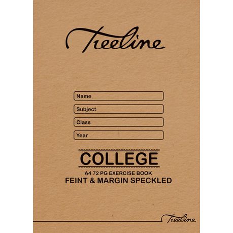 Treeline A4 72pg Exercise Books Feint & Margin Speckled - Pack 20