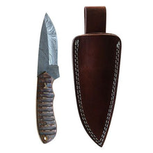 Load image into Gallery viewer, Handmade Damascus Knife Corrugated Handle Brown
