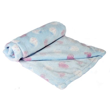 Light Blue Hearts Micro Fleece Blanket