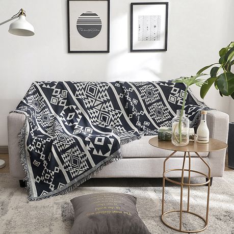 Geometry Pattern Style Sofa Throw Knitted Bohemian Blanket Cover Rug