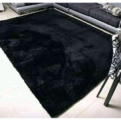 Black Fluffy Rug