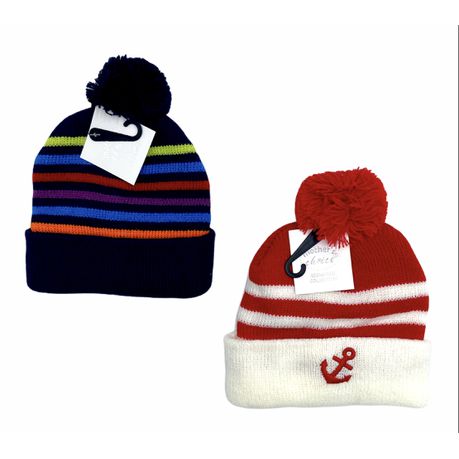 Mothers Choice Baby Beanie Set - Stripe/Anchor