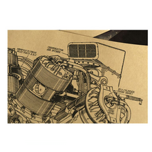 Load image into Gallery viewer, Radial Engine Design Drawing Art Print
