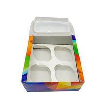 Load image into Gallery viewer, Rainbow Cupcake Boxes With Clear Windows - 4 Cupcake Holder (Pack of 10)
