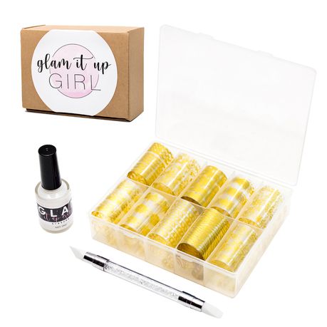 Nail Art Foil, Box of 10 Pieces, Nail Art Pen & Glue (Gold) Buy Online in Zimbabwe thedailysale.shop