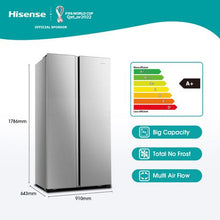 Load image into Gallery viewer, Hisense 516L Frost Free Side by Side Fridge-Inox
