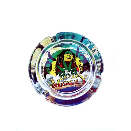 Bob Marley pic round glass ashtray