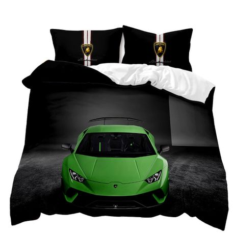 Green Lamborghini 3D Printed Double Bed Duvet Cover Set Buy Online in Zimbabwe thedailysale.shop