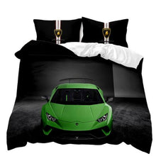 Load image into Gallery viewer, Green Lamborghini 3D Printed Double Bed Duvet Cover Set
