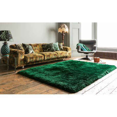 150 x 180cm Plush Fluffy Carpet - Shaggy & Foldable Rugs - Green