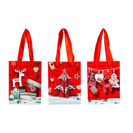 Bulk Pack x 12 Xmas Stationery Gift Bag Small 11x13.5cm