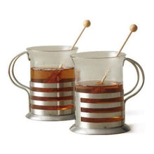 Load image into Gallery viewer, Leonardo Tea Mugs: Clear Glass in Metal Holder with Handle 220ml - Set of 2
