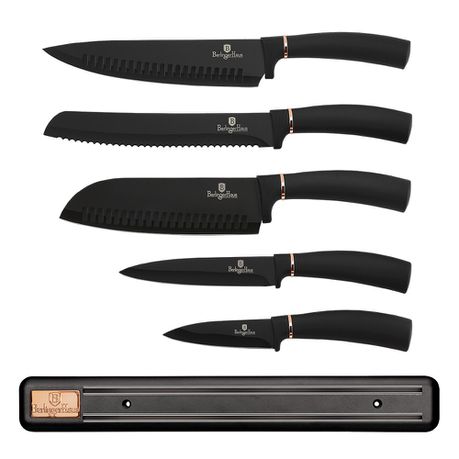 Berlinger Haus 6-Piece Knife Set with Magnetic Hanger - Black Rose Buy Online in Zimbabwe thedailysale.shop