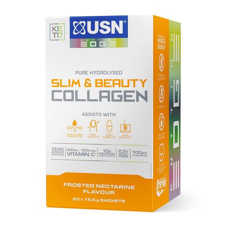 USN Slim & Beauty Collagen 20 x 15,5g Frosted Nectarine Buy Online in Zimbabwe thedailysale.shop