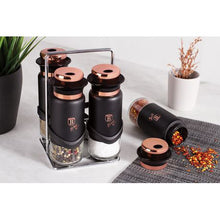 Load image into Gallery viewer, Berlinger Haus 5 Piece Steel and Glass Spice Shaker Set - Black Rose Collectiom
