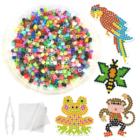 JKA - Animal Fun (4 Pegs/4 Cards) - Bucket Kit - Iron On Bead Craft Toy