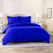 Load image into Gallery viewer, Wrinkle Resistant Super King Sheet Set: Royal Blue 4 Piece Bedding
