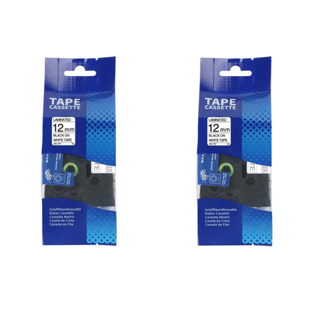 Compatible Brother TZ-231 Black On White Label Tape Cartridge 12mm - 2 pack