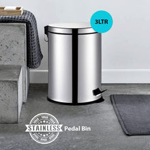 Load image into Gallery viewer, DH - Modern Stainless Steel Pedal Bin - 3Ltr
