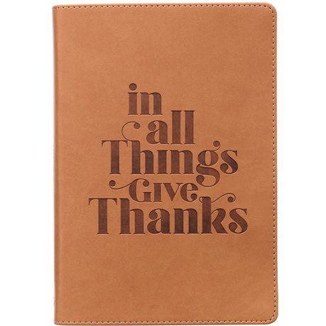 Faux Leather Journal - In All Things Give Thanks Brown Buy Online in Zimbabwe thedailysale.shop