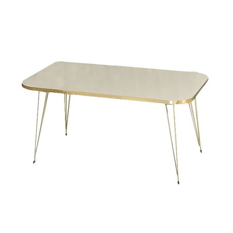 Luxurious Modern Rectangle Coffee Middle Table with Gold Metal Legs - Cream