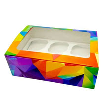 Load image into Gallery viewer, Rainbow Cupcake Boxes With Clear Windows - 6 Cupcake Holder (Pack of 10)
