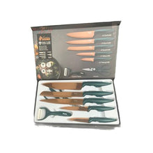 Load image into Gallery viewer, Condere 7-Piece Titanum Coating Knife Set - Dark green/Copper
