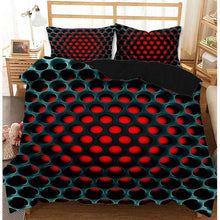 Load image into Gallery viewer, Chromacool 3D Printed Double Bed Duvet Cover Set Red/Black
