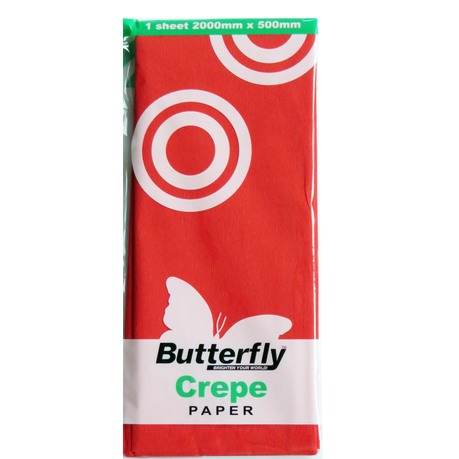 Butterfly Crepe Paper 1 Sheet - Red (Pack Of 12)