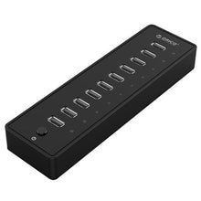 Load image into Gallery viewer, Orico 10 Port USB2.0 Hub with 30W Power Supply - Black
