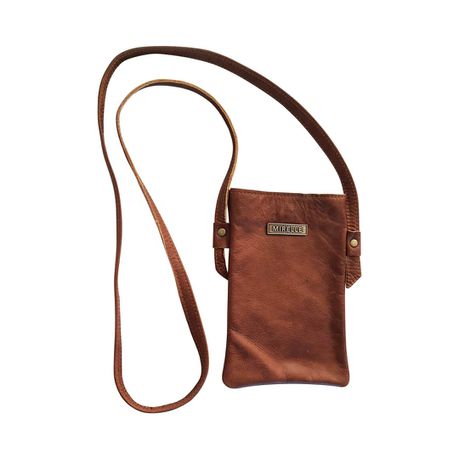 MIRELLE Girl On The Go” Crossbody - Leather Cellphone Bag - Pecan Brown Buy Online in Zimbabwe thedailysale.shop