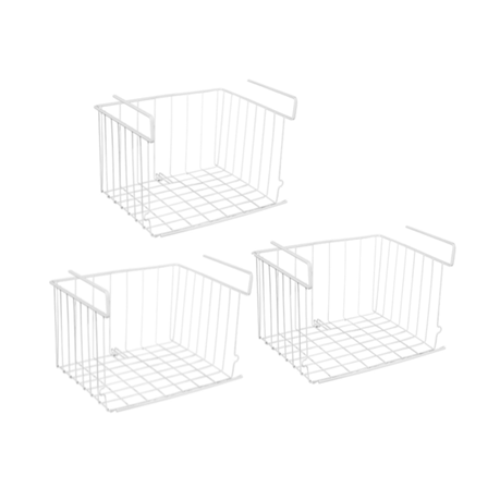 3 Pack Stackable Hanging Wire Baskets - White