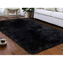 Load image into Gallery viewer, Black Shaggy Fluffy Rug
