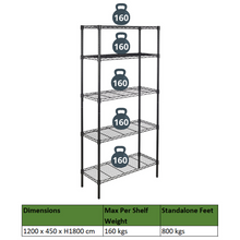 Load image into Gallery viewer, Anchor Heavy Duty 5 Tier Black Steel Wire Storage Shelving 160Kg per shelf
