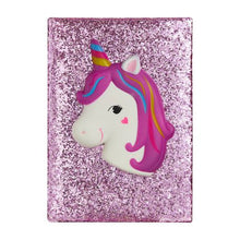 Load image into Gallery viewer, Quest Squishy Unicorn Notebook – Glittery Pink
