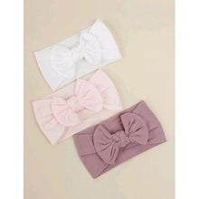 Load image into Gallery viewer, Stretchy Ribbon Baby Girl Knotted Bow Headbands - Set of 3
