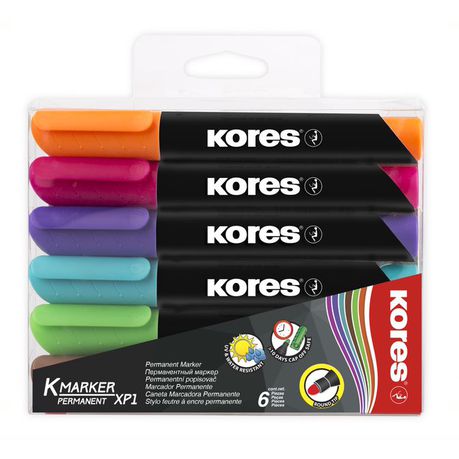 Kores Permanent Marker Round tip set of 6