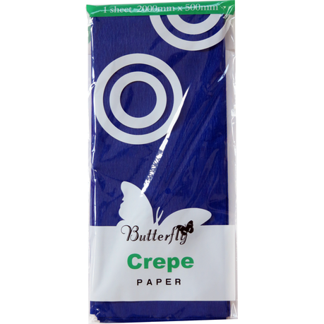 Butterfly Crepe Paper - 12 Sheets (2m X 500mm Each) Dark Blue