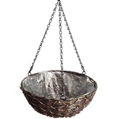 PH Garden - Large Round Plastic Lined Hanging Basket Dark Brown