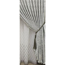 Load image into Gallery viewer, Curtain Set - 5m Dimensions Grey + 5m 1735 Linen Embroidered Voile Grey
