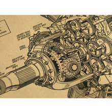 Load image into Gallery viewer, Radial Engine Design Drawing Art Print
