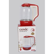 Load image into Gallery viewer, Conic 1.8l 1500W Glass Body Electric Kettle with Blue Halo Light Base - Red
